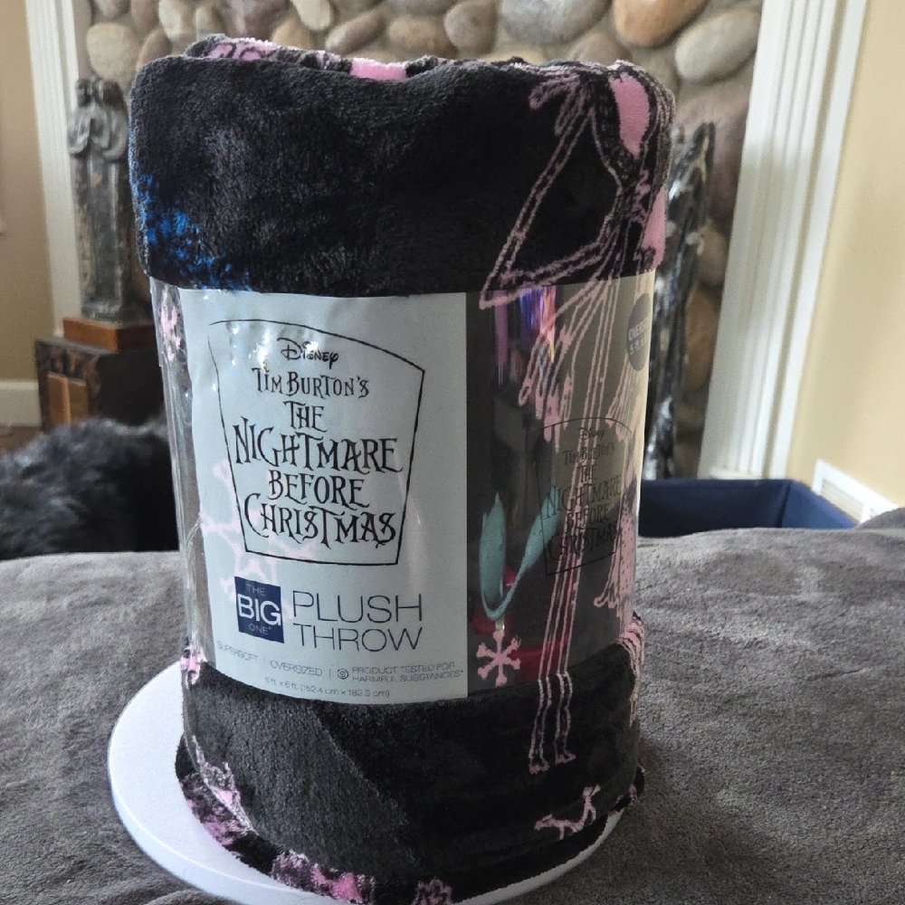 Disney Black and Pink Nightmare Before Christmas Plush Blanket